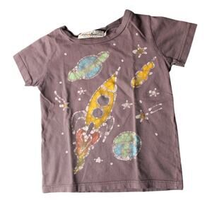 Hiho Batik Handmade Galaxy Space Theme T-Shirt Unisex Toddler Size 2